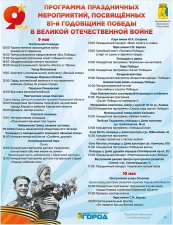 Афиша мероприятий, посвященных 81-й годовщине Победы в Великой Отечественной войне