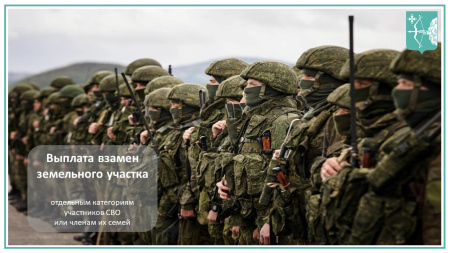 ПРЕДОСТАВЛЕНИЕ ЕДИНОВРЕМЕННОЙ ДЕНЕЖНОЙ ВЫПЛАТЫ  ВЗАМЕН ПРЕДОСТАВЛЕНИЯ В СОБСТВЕННОСТЬ БЕСПЛАТНО ЗЕМЕЛЬНОГО УЧАСТКА УЧАСТНИКАМ СПЕЦИАЛЬНОЙ ВОЕННОЙ ОПЕРАЦИИ ИЛИ ЧЛЕНАМ ИХ СЕМЕЙ