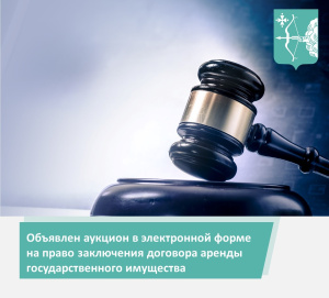 Объявлен аукцион в электронной форме на право заключения договора аренды государственного имущества